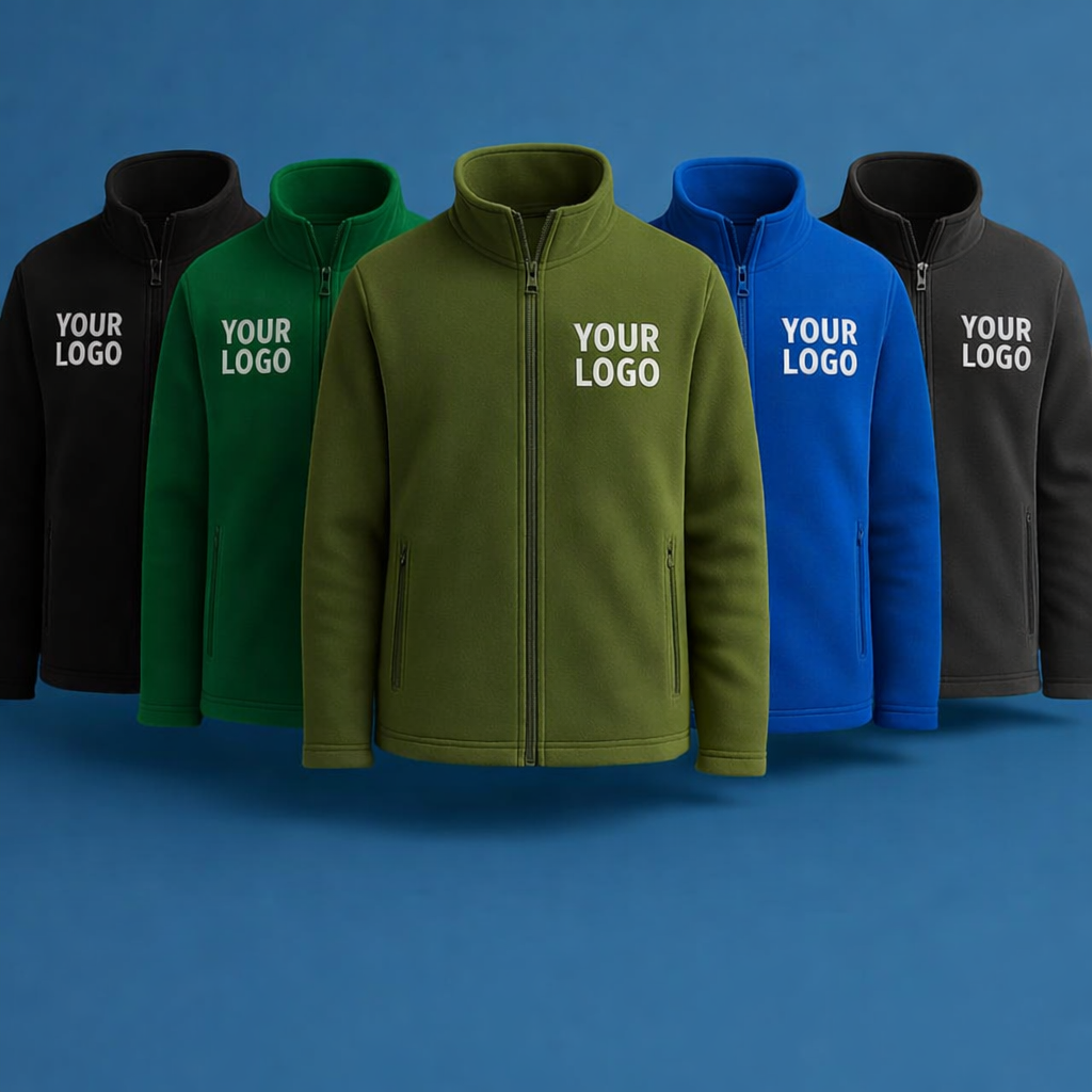 Premium Custom Embroidered Fleece jacket bundle with logo.